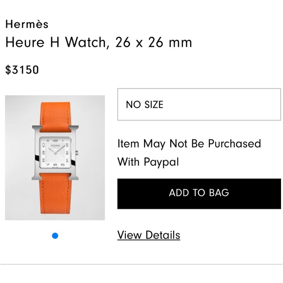 Hermes Heure H Orange Leather Watch With Box - Picture 6 of 7